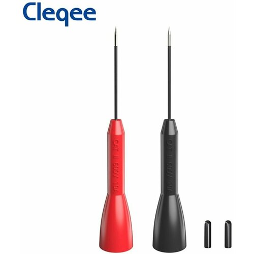 Насадка на щуп Cleqee P30038, игла 2мм, черный+красный cleqee p1045 тестовые зажимы с крючками до 4 мм штабелируемые банановые штекеры испытательные выводы сделай сам электронные кабели для мультим