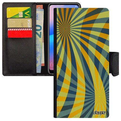 фото Противоударный чехол книжка на телефон // samsung galaxy a12 // "спирали" эффект фон, utaupia, желтый