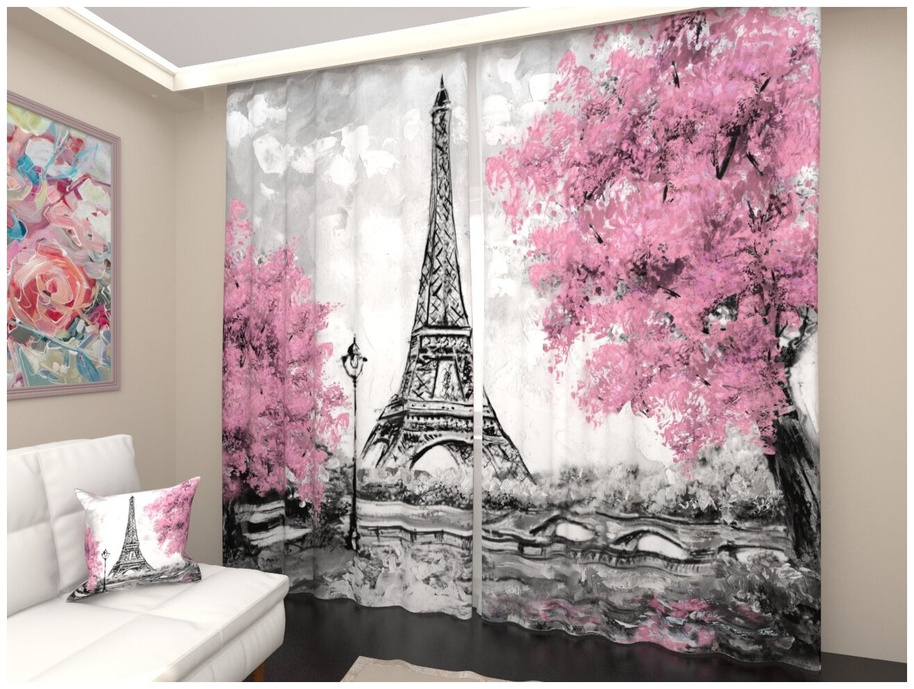 Фотошторы Париж в цвету Габардин