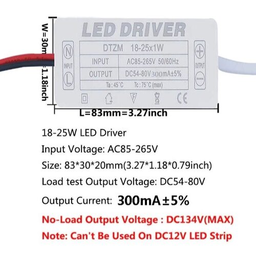 LED Driver Светодиодный драйвер 18-25x1w 300mA драйвер для светильника 18 вт вх ac 100 265в вых dс 36 60в 280 ма с гнездом народный tdm sq03390403 1 шт