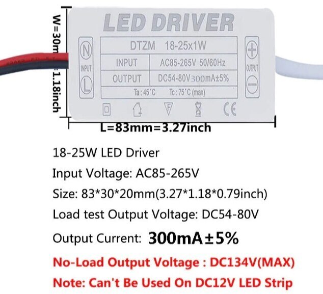 LED Driver Светодиодный драйвер 18-25x1w 300mA