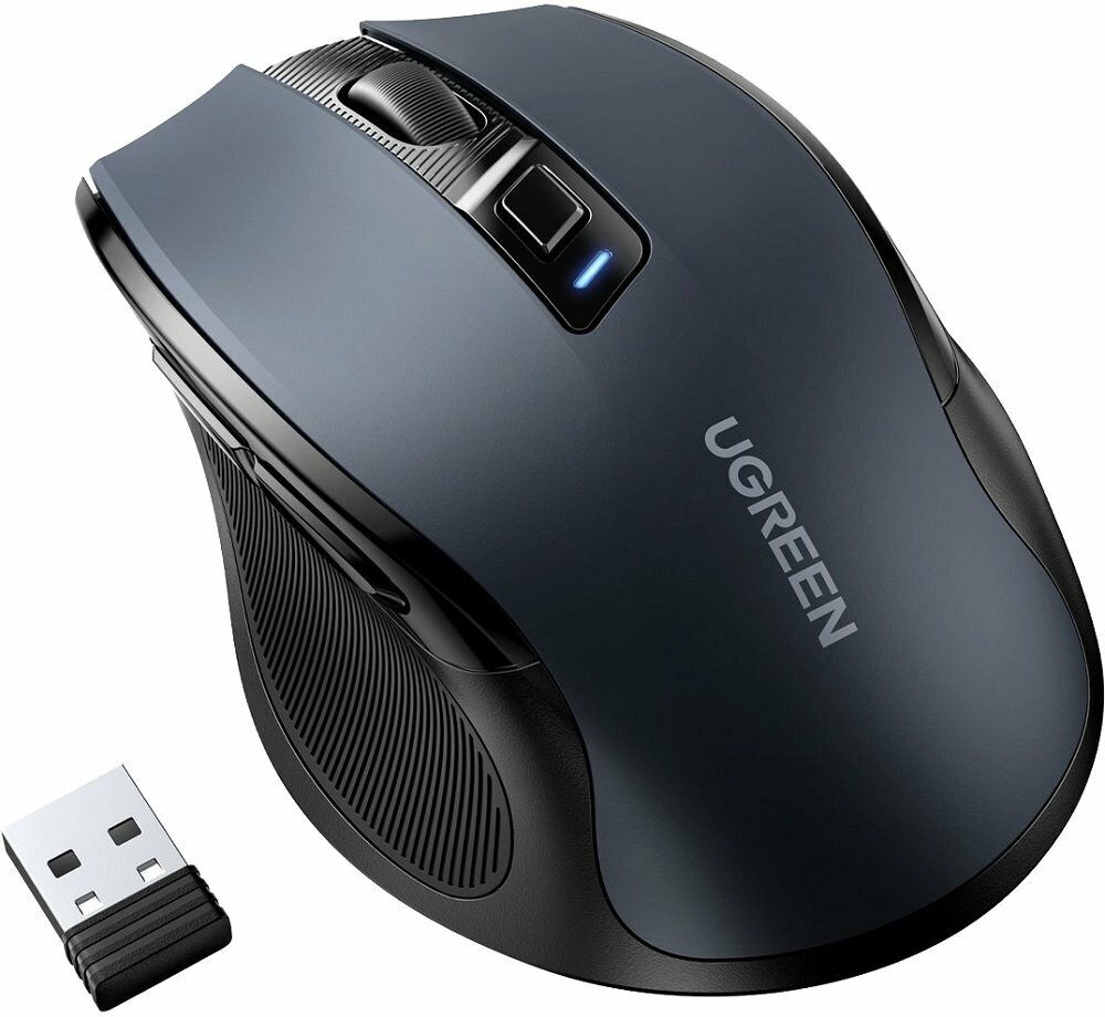 Мышь Беспроводная компьютерная мышь UGREEN MU006 (90855) Ergonomic Wireless Mouse 2.4 GHz&BT 5.0 4000DPI Silence Design. Цвет: черный