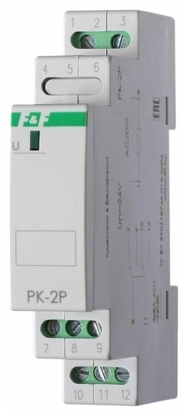 Реле промежуточное PK-2P (монтаж на DIN-рейке 35мм 220В 50Гц 2х8А 2 перекл.) F&F EA06.001.009