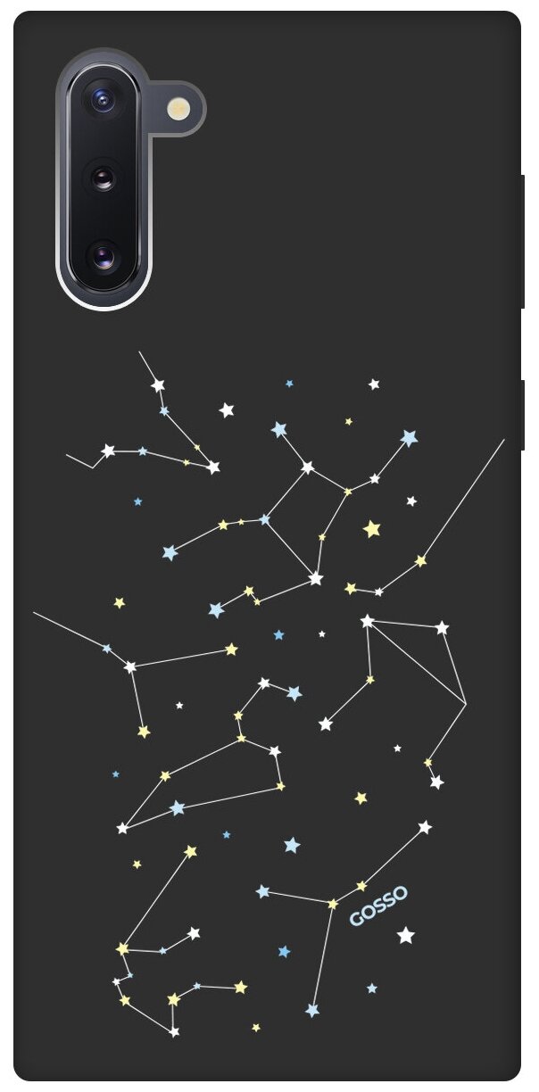 Ультратонкая защитная накладка Soft Touch для Samsung Galaxy Note 10 с принтом "Constellations" черная