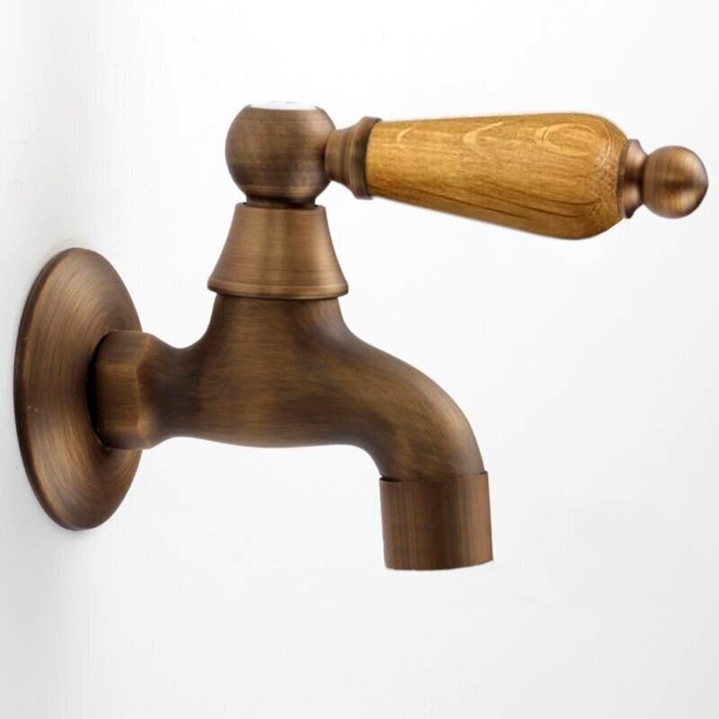 фото Кран для бани с деревянной ручкой FKS-3DS, бронзовый