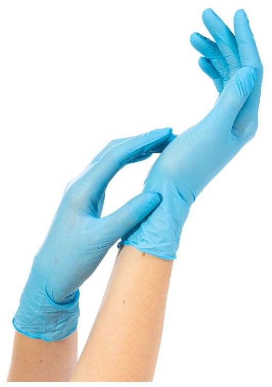 Перчатки нитрил. н/с. н/о , голубые NitriMax (XL) 50п/уп, 3гр - фотография № 4