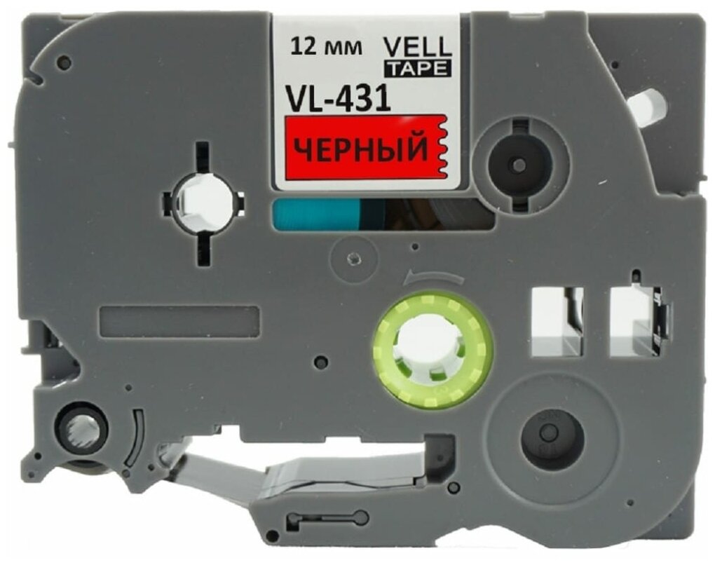 Vell Лента VL-431 (Brother TZE-431, 12 мм, черный на красном) для PT 1010/1280/D200/H105/E100/ D600/E300/2700/ P700/E550/9700 320082