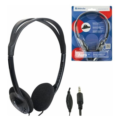 Наушники накладные Defender Aura 101 проводные 18м черный 63101 738₽