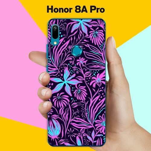 Силиконовый чехол на Honor 8A Pro Фиолетовые цветы / для Хонор 8А Про силиконовый чехол фиолетовые цветы на honor 8a pro