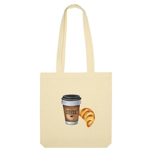 Сумка шоппер Us Basic, бежевый сумка кофе с круассаном серый