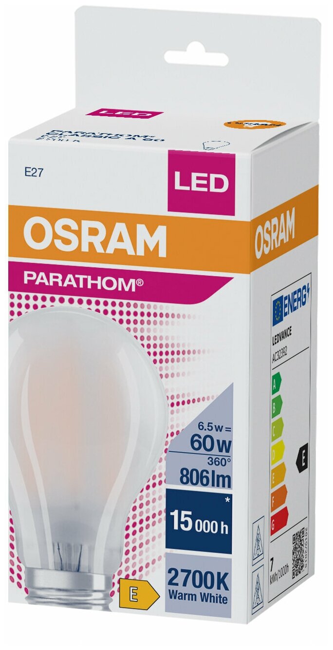 PARATHOM CL A GL FR 60 non-dim 6,5W/827 E27