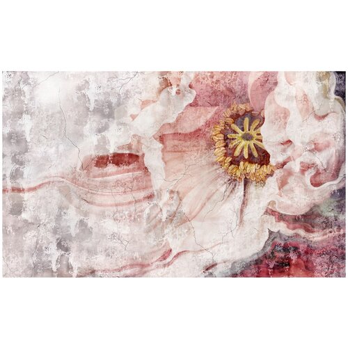 Фотообои Уютная стена Крупный цветок мака на стене 450х270 см Виниловые Бесшовные (единым полотном)