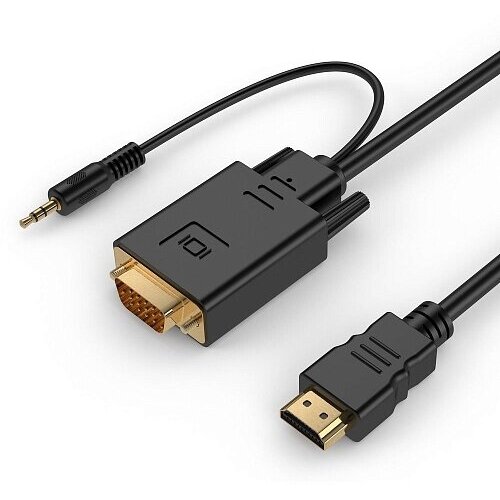 Разветвитель Cablexpert HDMI - VGA / mini jack 3.5 mm (A-HDMI-VGA-03), 3 м, 1 шт., черный разветвитель cablexpert mini jack 3 5 mm 2 x mini jack 3 5 mm cca 415 0 1 м белый