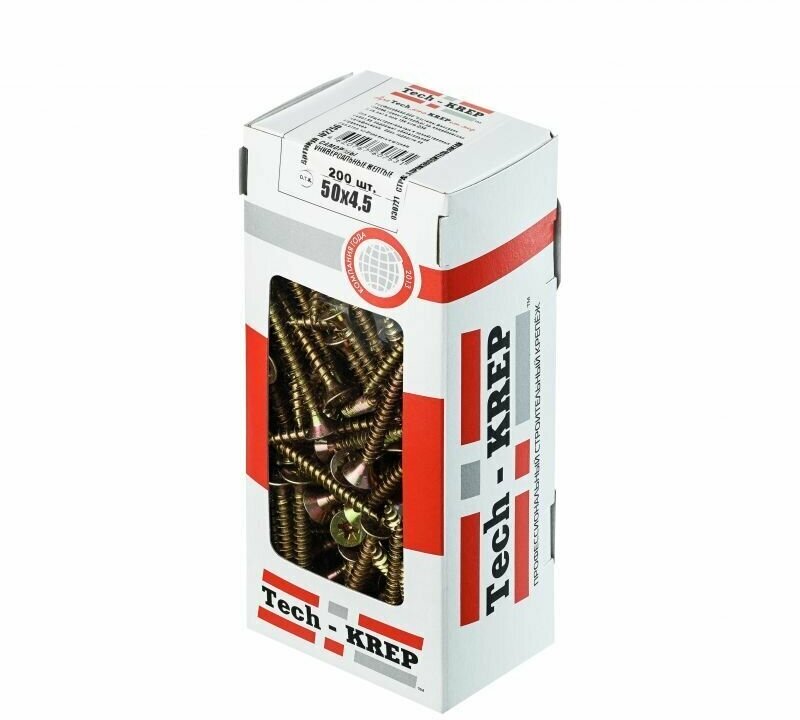 Саморез ШУц Tech-Krep 4,5х50 с потайной головкой 200 шт в коробке - фото №10