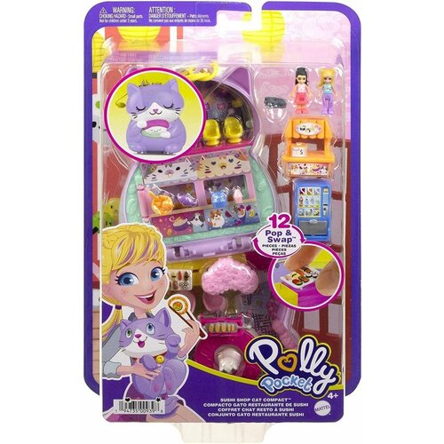 Polly Pocket Cat Кукла Полли Покет Котик Суши-бар Компактный набор HCG21