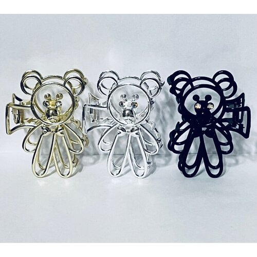 Крабик Заколка для волос Зажим медвежонок с глазками 1шт 180₽