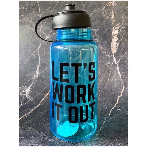 Бутылка для воды спортивная Let's work it out 1000 мл VITTOVAR, голубая