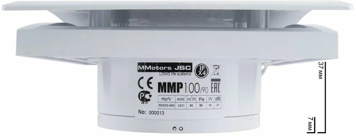 Вентилятор вытяжной MMotors MM-P01 27 дБ 90 м3/ч цвет белый - фото №4