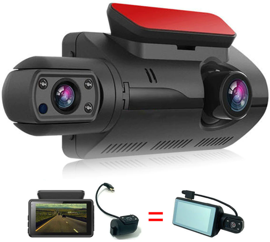 Автомобильный видеорегистратор Full HD 1080P c двумя камерами / IPS-экран / Датчик удара G-Sensor / HDR