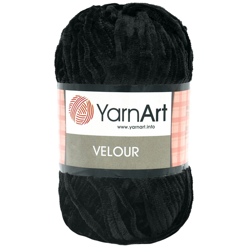 Пряжа YarnArt Velour черный (842), 100%микрополиэстер, 170м, 100г, 5шт