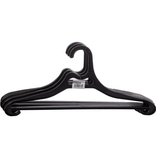 Вешалка-плечики Officeclean Office Clean набор 3шт пластик плоская перекладина крючки 44см р48-52 черны 295₽