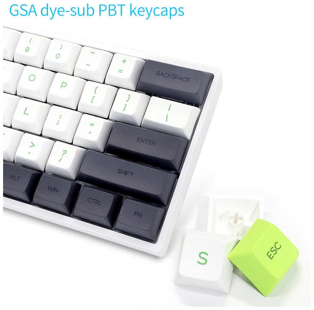 Игровая клавиатура Skyloong GK61 SK61 Panda, синие свичи Gateron Blue, английская раскладка