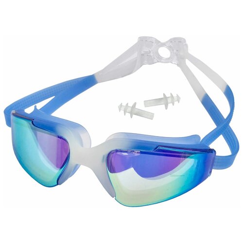 фото C33452-1 очки для плавания взрослые с берушами (голубые) hawk