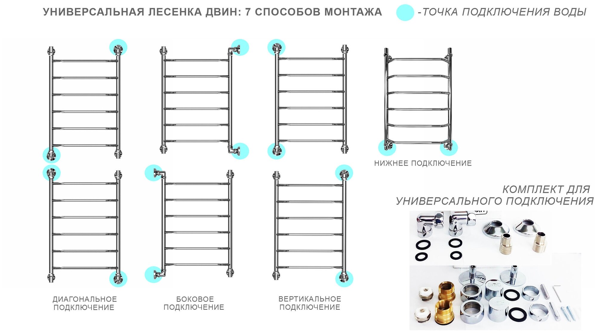 Водяной полотенцесушитель двин «W», Полированный, w8 (1" - 1/2) 80/50 - фотография № 4