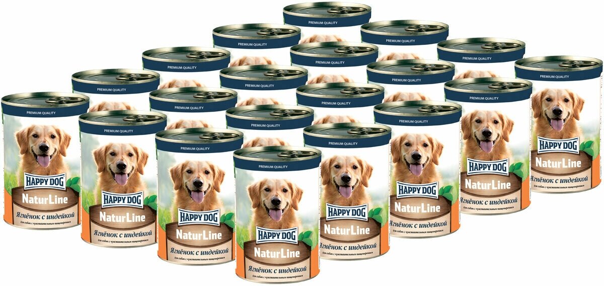 HAPPY DOG NATUR LINE для взрослых собак с ягненком и индейкой (410 гр х 20 шт)