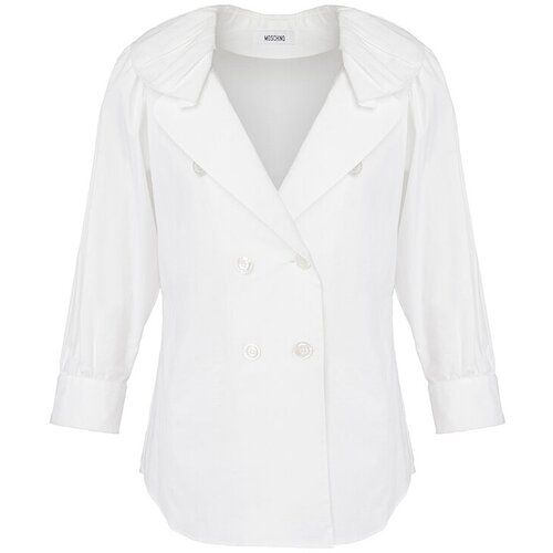 Рубашка  MOSCHINO, классический стиль, укороченный рукав, размер 42, белый
