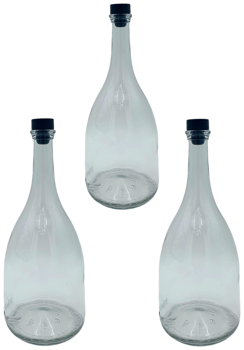 Бутылка стеклянная (3шт) 0,5 литра с черной пробкой Bottiglia Country Home Campana 500мл, набор 3шт