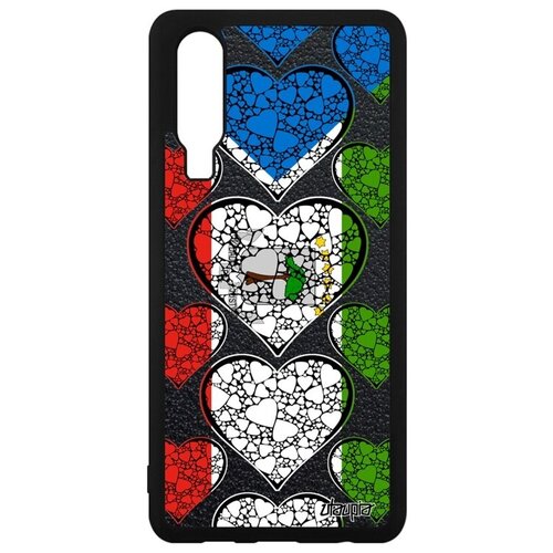 фото Дизайнерский чехол на // huawei p30 // "флаг гвинеи экваториальной с сердцем" туризм стиль, utaupia, цветной
