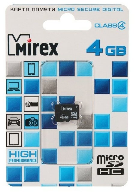 Карта памяти Mirex microSD, 4 Гб, SDHC, класс 4