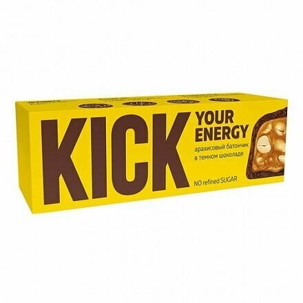 Батончик арахисовый Kick Your energy в тёмном шоколаде, 45 г - фотография № 2