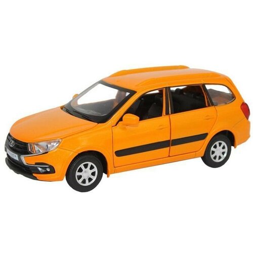 Машина автопанорама LADA GRANTA CROSS, оранж, 1/24, свет, звук, инерция, в/к 24,5*12,5*10,5 см машинка металлическая автопанорама lada granta cross оранж масштаб 1 24 открываются 4 двери капот