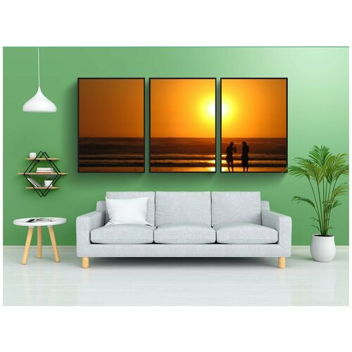 фото Набор модулных постеров для интерьера "заход солнца, море, праздник" 60x90 см. в тубусе, без рамки lotsprints