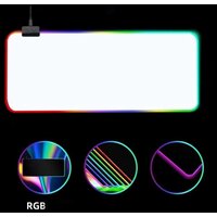 Игровой коврик для мыши белый большой с RGB подсветкой 900х400х4 мм, водоотталкивающее покрытие, 14 режимов, коврик для клавиатуры и мыши