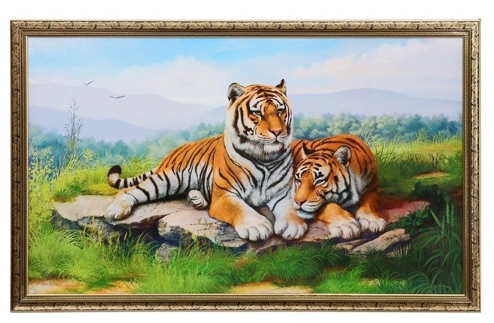 Картина "Пара тигров" 66х106см 1158835
