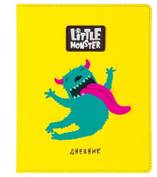 Greenwich Line Дневник 1-11 кл. 48л. (твердый) "Little monster. Yellow", иск. кожа, ПВХ-аппликация, тон. блок, ляссе