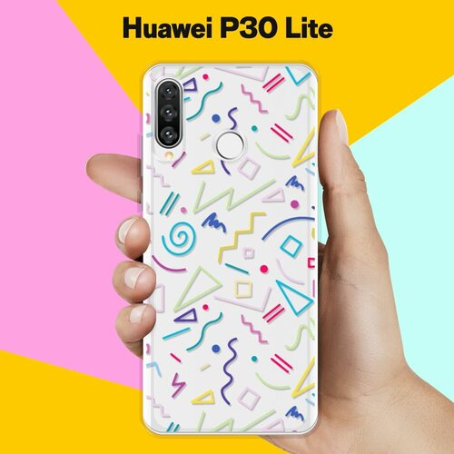 Силиконовый чехол Цветной узор на Huawei P30 Lite силиконовый чехол узор из цветов на huawei p30 lite