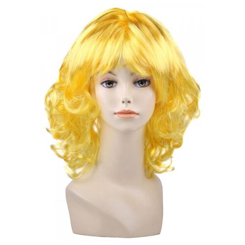 парик модница желтый 45 см Парик карнавальный волнистый средний цвет желтый