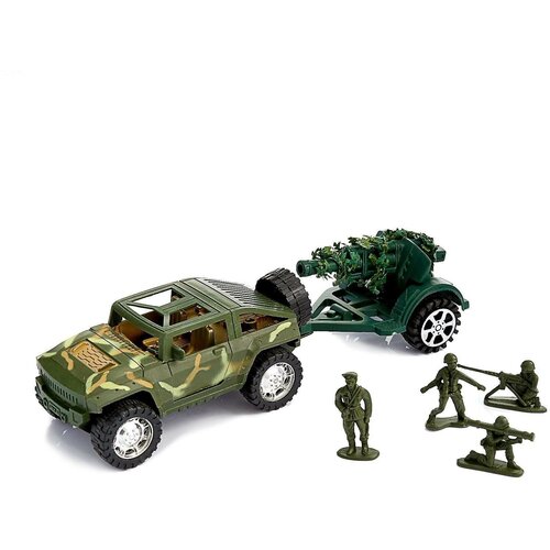 Машина инерционная «Военный джип» с пушкой и солдатом машина инерционная военный джип с пушкой и солдатом