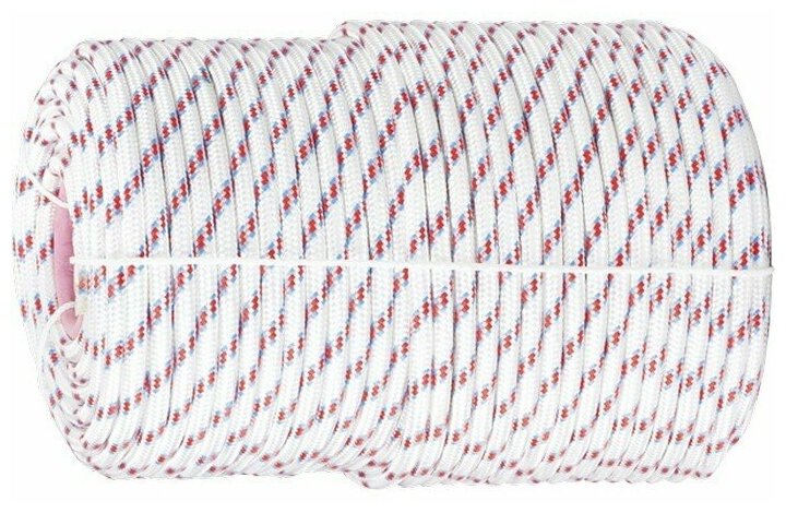 Фал плетеный полипропиленовый с сердечником 16-прядный 6 мм бухта 100 м 320 кгс Россия Сибртех