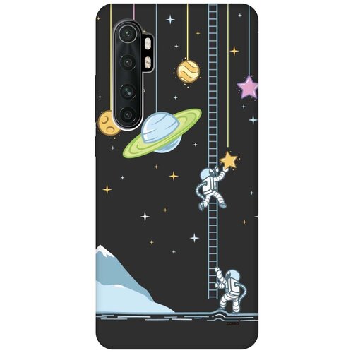 фото Силиконовая чехол-накладка silky touch для xiaomi mi note 10 lite с принтом "ladder into space" черная gosso