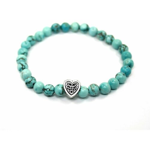 фото Handinsilver ( посеребриручку ) браслет из глянцевой бирюзы 6мм с сердцем