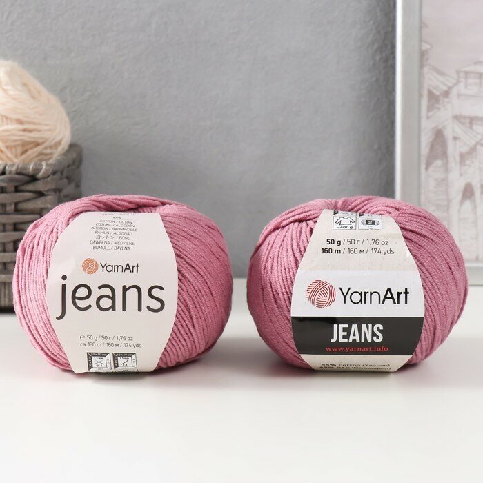 YarnArt Пряжа "Jeans" 55% хлопок, 45% акрил 160м/50гр (65 увядшая роза)