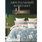 Комплект постельного белья из сатина Каролина 2,0 спальный с простынёй на резинке 160*200*25 Цветы - изображение