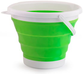 Ведро / Ведро пластиковое / Ведро силиконовое / Ведро складное круглое, зеленое / Складное ведро для хранения жидкостей и сыпучих масс