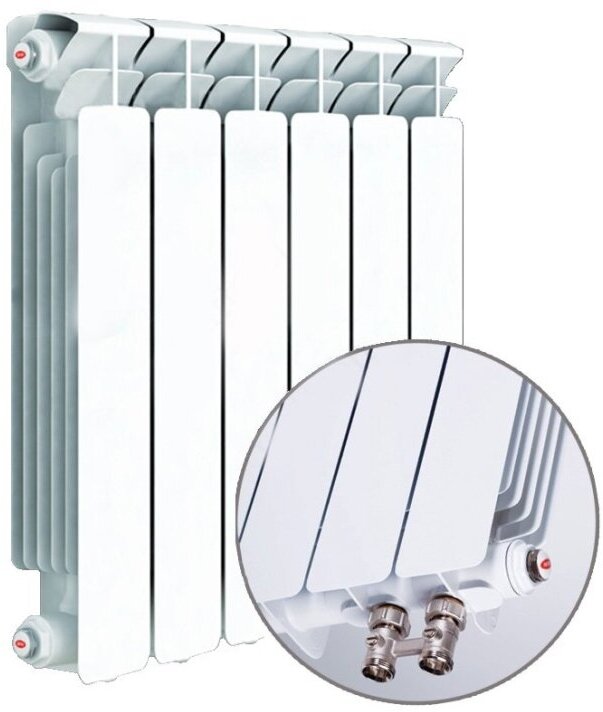 Радиатор отопления iTermic Секционный биметаллический радиатор Rifar Monolit 500 06 секций с боковым подключением
