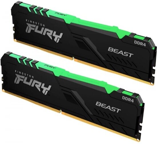 Оперативная память Kingston DDR4 64Gb (2x32Gb) 3600 MHz pc-28800 FURY Beast RGB Black (KF436C18BBAK2/64)